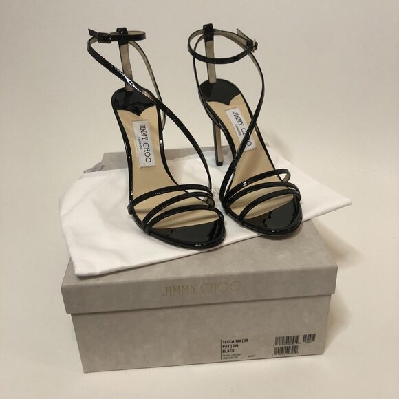 Jimmy Choo Shoes - Jimmy Choo Tesca 100 Black Patent Leather Heels